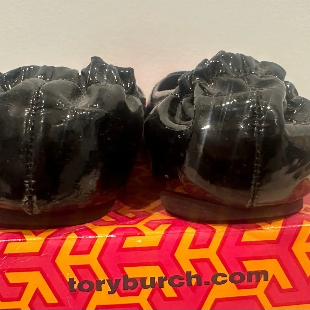 Tory Burch Black Patent Reva Flats Size 6